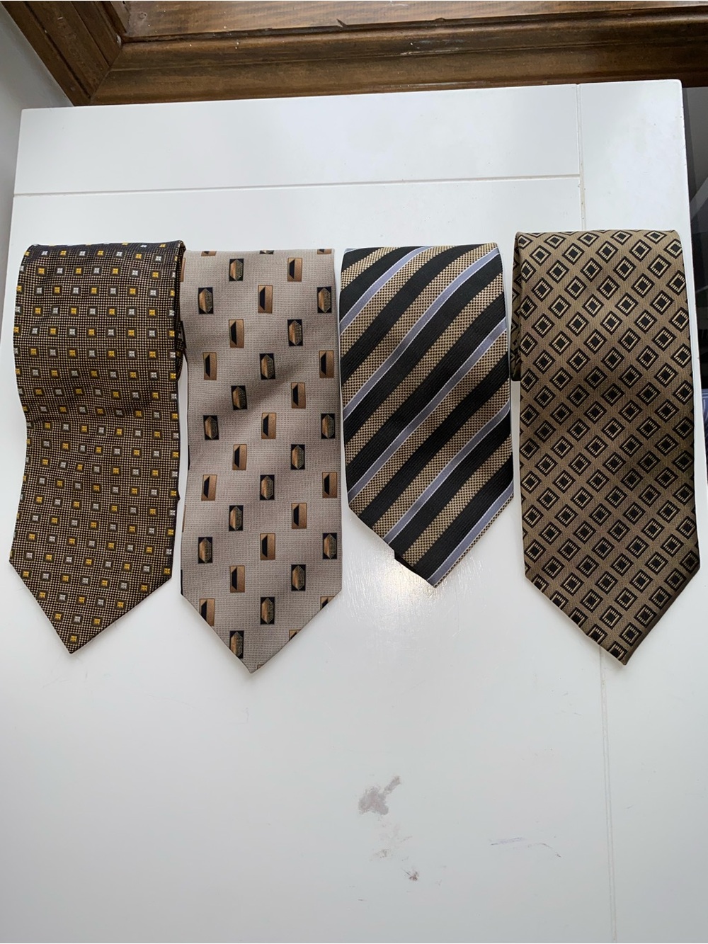 Men's Assorted Brown and Neutral Patterned Ties - Pack of 4, Vintage Classic